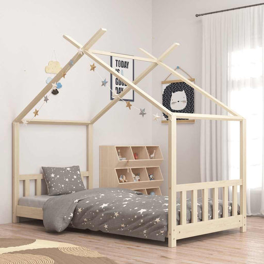 Kids Bed Frame Solid Pine Wood Brown