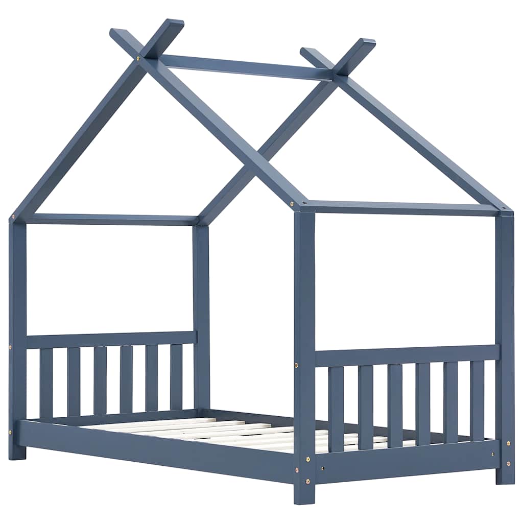 vidaXL Kids Bed Frame | Grey | Solid pine wood, plywood slats | 70 cm x 140 cm 3