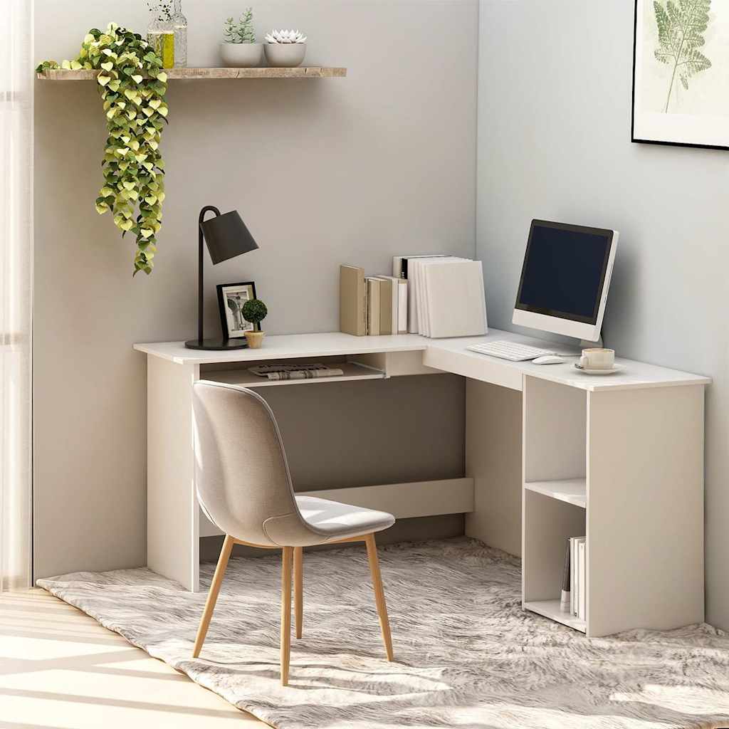 L-Shaped Corner Desk 120x140x75 cm Engineered Wood White
