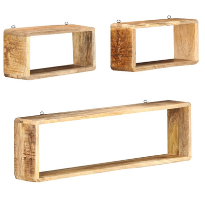 vidaXL Wall Cube Shelf | Brown | Solid mango wood | Set of 3 | Wall Cube Shelf 1