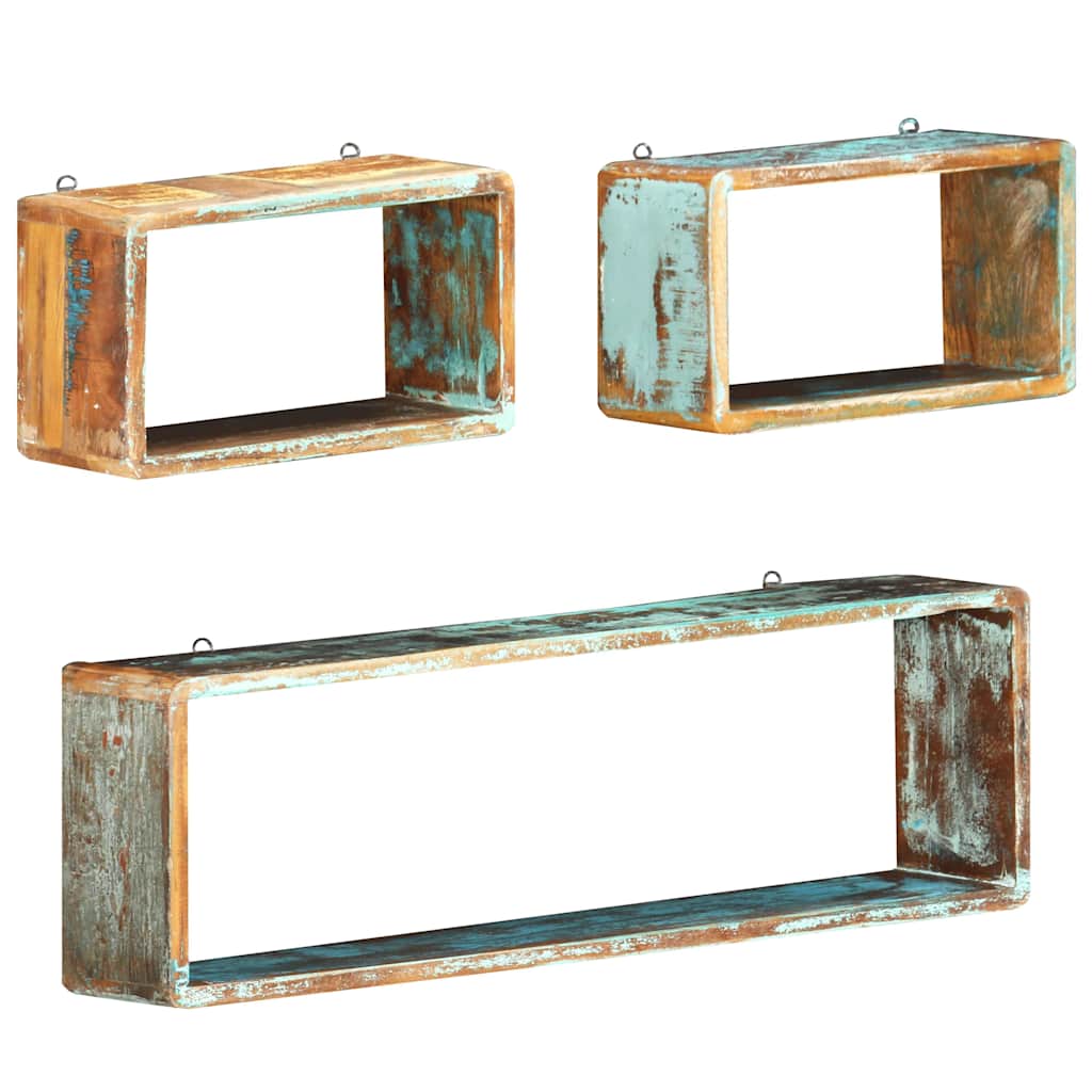 3 Piece Wall Cube Shelf Set Soild Mango Wood Solid reclaimed wood