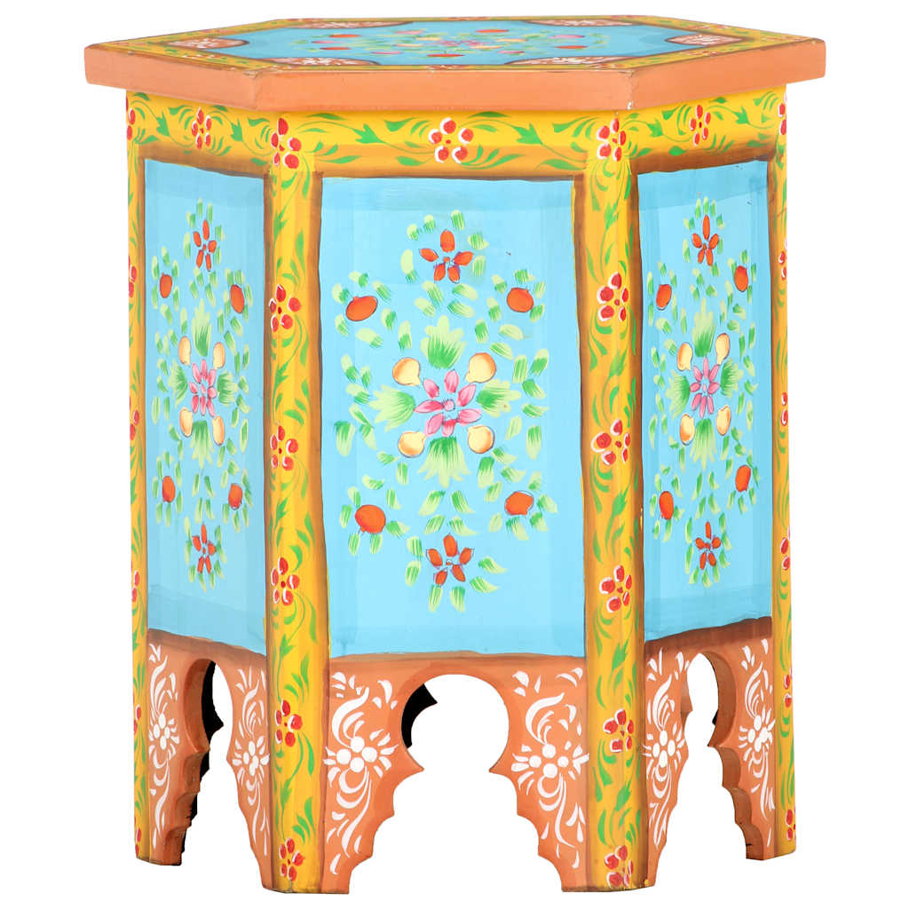 vidaXL Hand-painted Side Table Multicolour 38x33x42 cm Solid Mango Wood 2