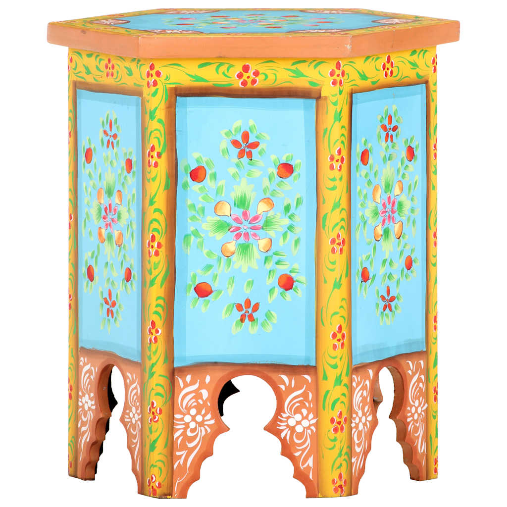 vidaXL Hand-painted Side Table Multicolour 38x33x42 cm Solid Mango Wood 4
