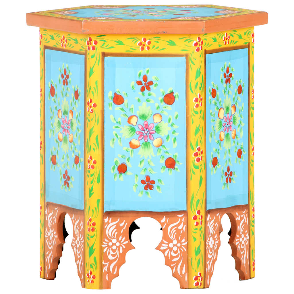 vidaXL Hand-painted Side Table Multicolour 38x33x42 cm Solid Mango Wood 5