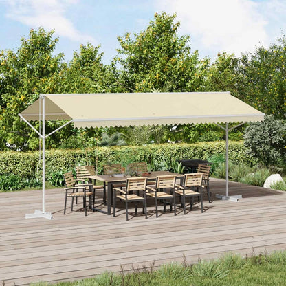 Free Standing Awning Polyester Cream 5 x 3 m with white frame