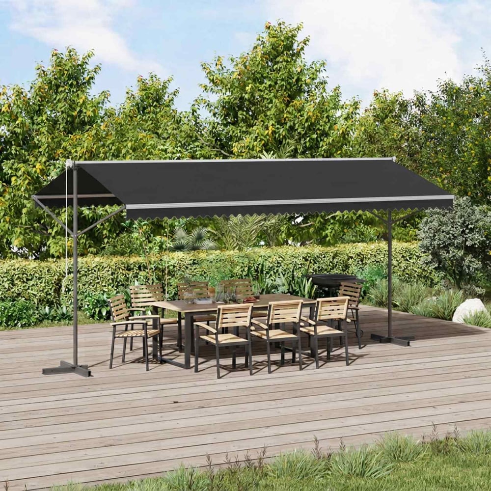 Free Standing Awning Polyester Anthracite 5 x 3 m with anthracite frame