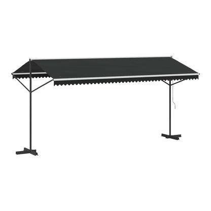 Free Standing Awning Polyester Anthracite 5 x 3 m with anthracite frame