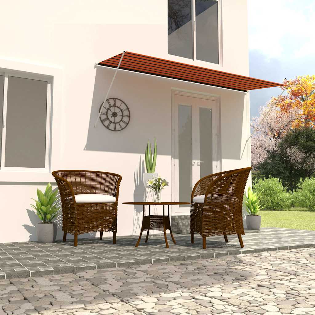 vidaXL Retractable Awning 350x150 cm Orange and Brown 1