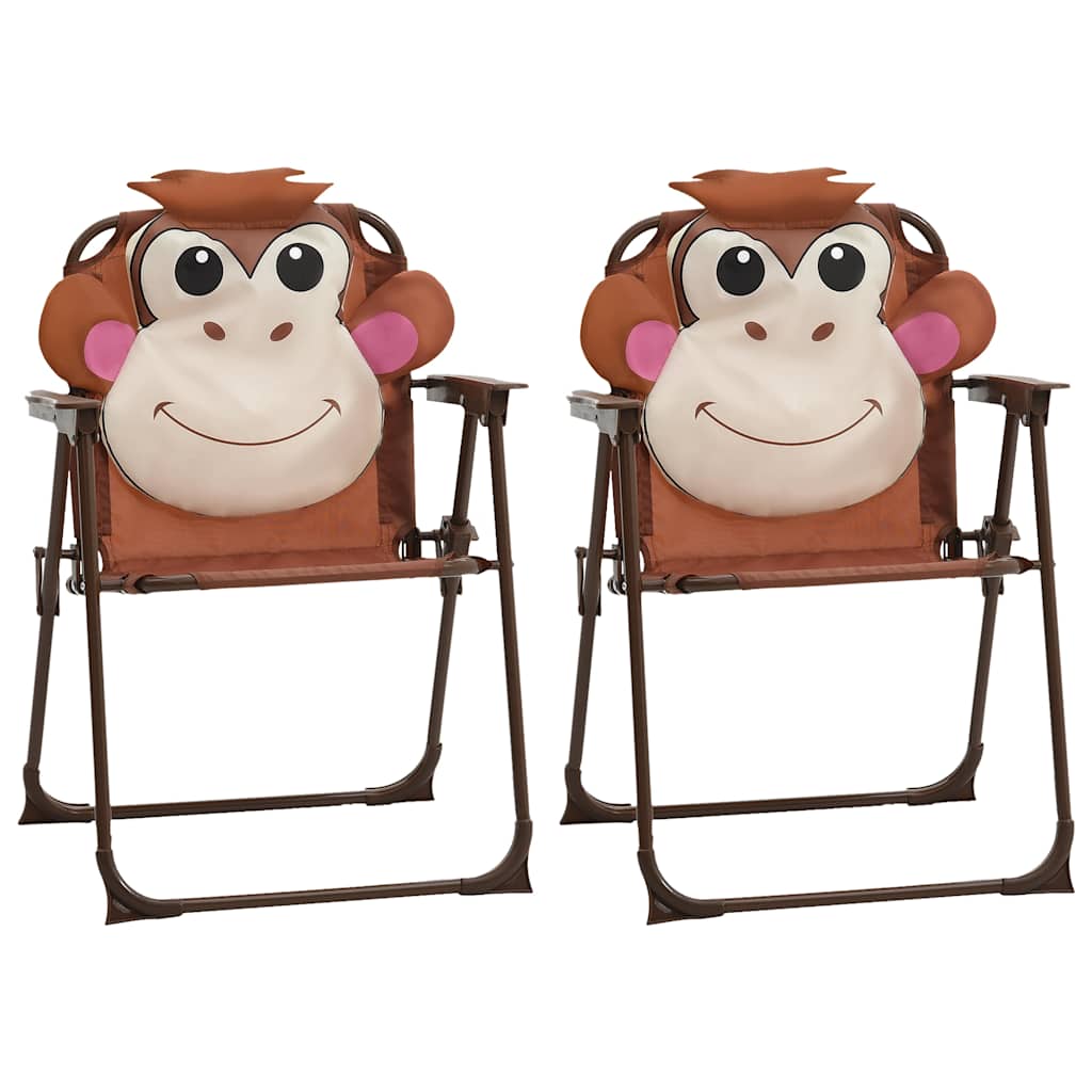 vidaXL 3 Piece Kids' Garden Bistro Set with Parasol Brown 2