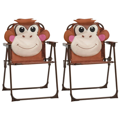 vidaXL 3 Piece Kids' Garden Bistro Set with Parasol Brown 2