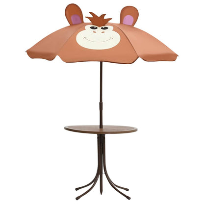 vidaXL 3 Piece Kids' Garden Bistro Set with Parasol Brown 3