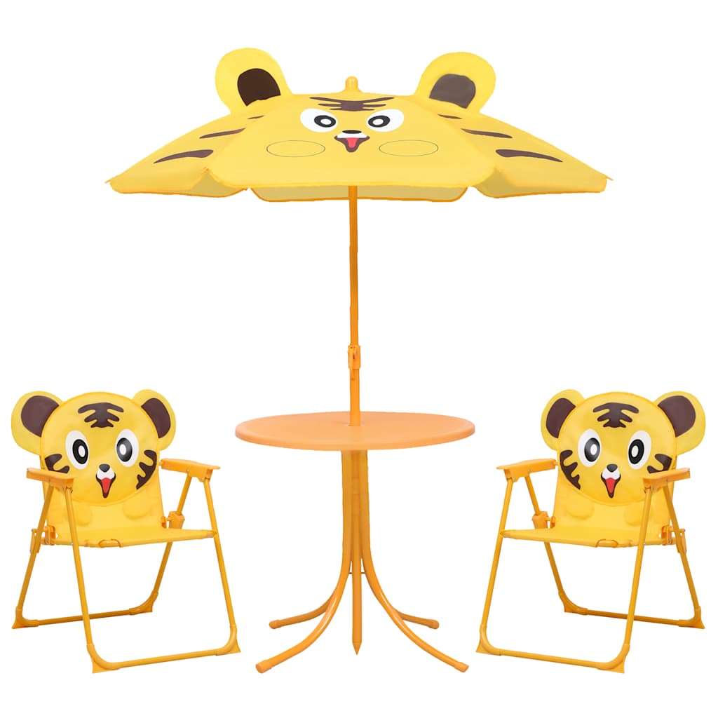 vidaXL 3 Piece Kids' Garden Bistro Set with Parasol Yellow 1