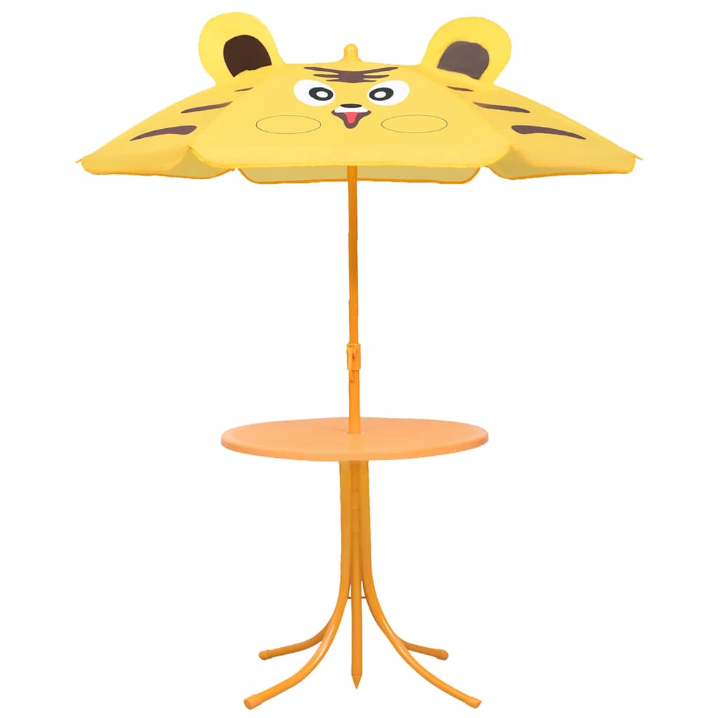vidaXL 3 Piece Kids' Garden Bistro Set with Parasol Yellow 2