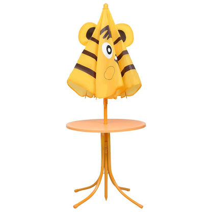 vidaXL 3 Piece Kids' Garden Bistro Set with Parasol Yellow 3