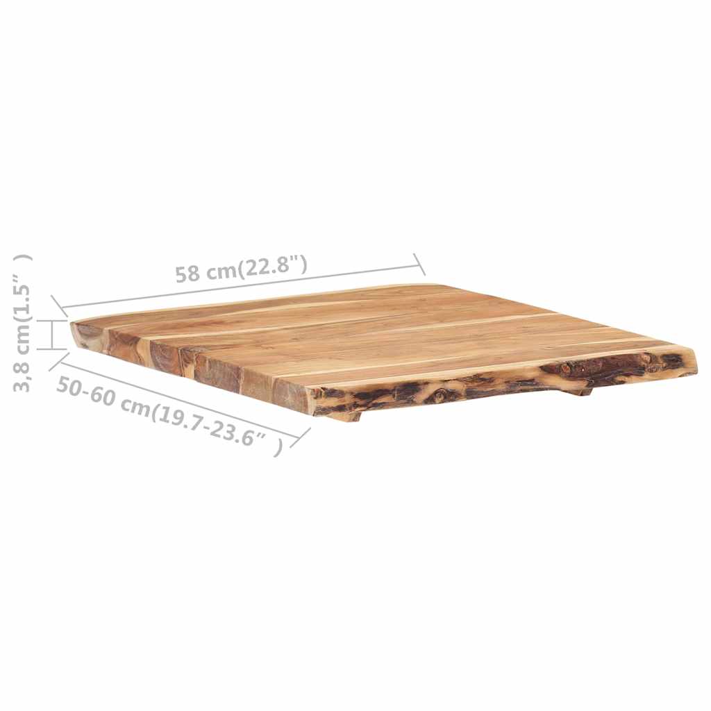 vidaXL Table Top Solid Acacia Wood 58x(50-60)x3.8 cm 3