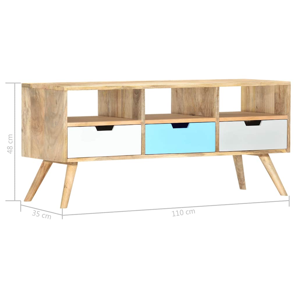 vidaXL TV Cabinet | Brown and Multicolour | Solid Mango Wood | 110 cm 6
