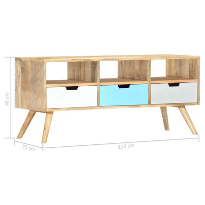 vidaXL TV Cabinet | Brown and Multicolour | Solid Mango Wood | 110 cm 6