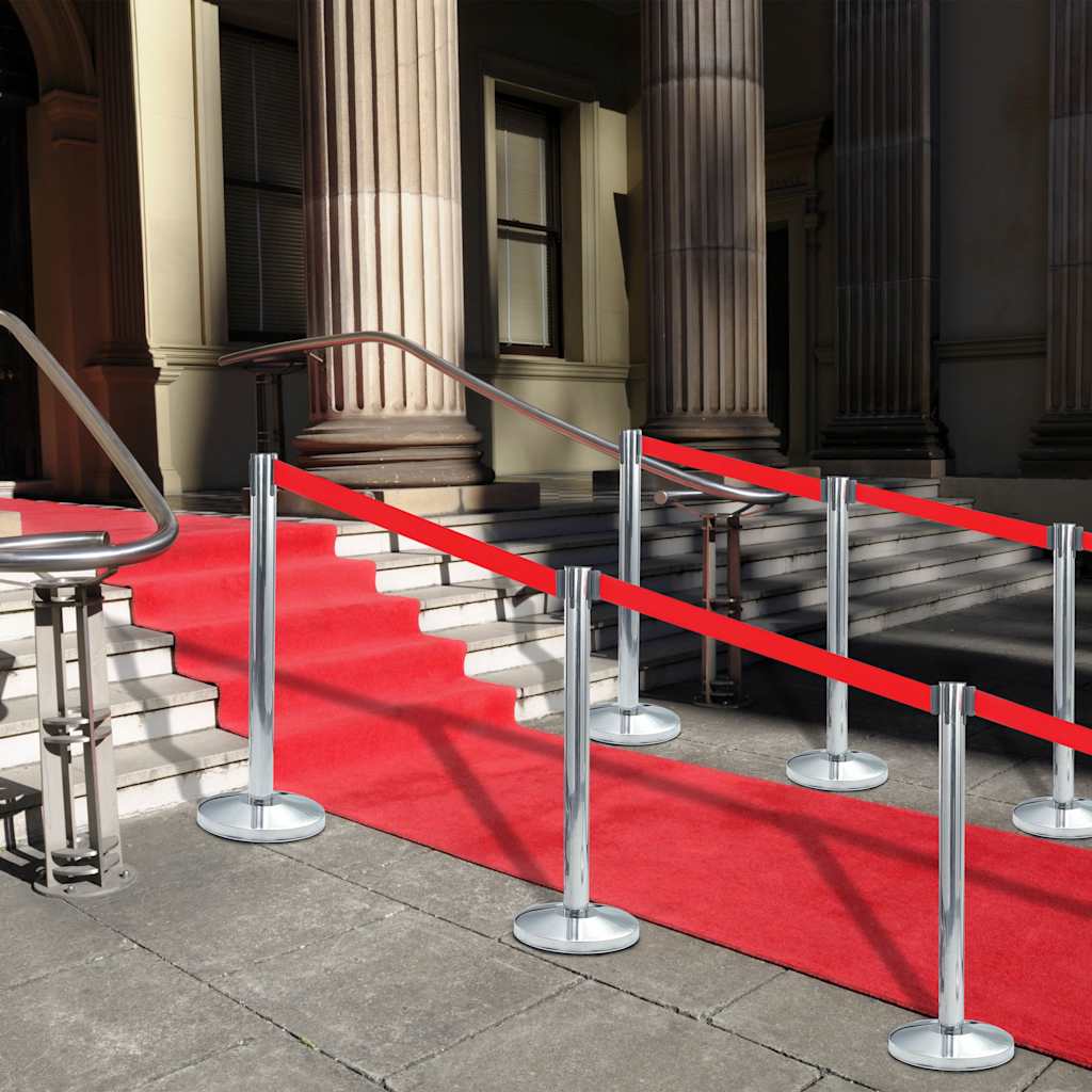 vidaXL Stanchion with Belt Airport Barrier Stainless Steel Silver 1
