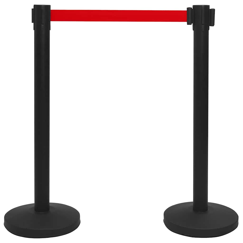 vidaXL Stanchion with Belt Airport Barrier Steel Black 2