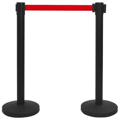 vidaXL Stanchion with Belt Airport Barrier Steel Black 2