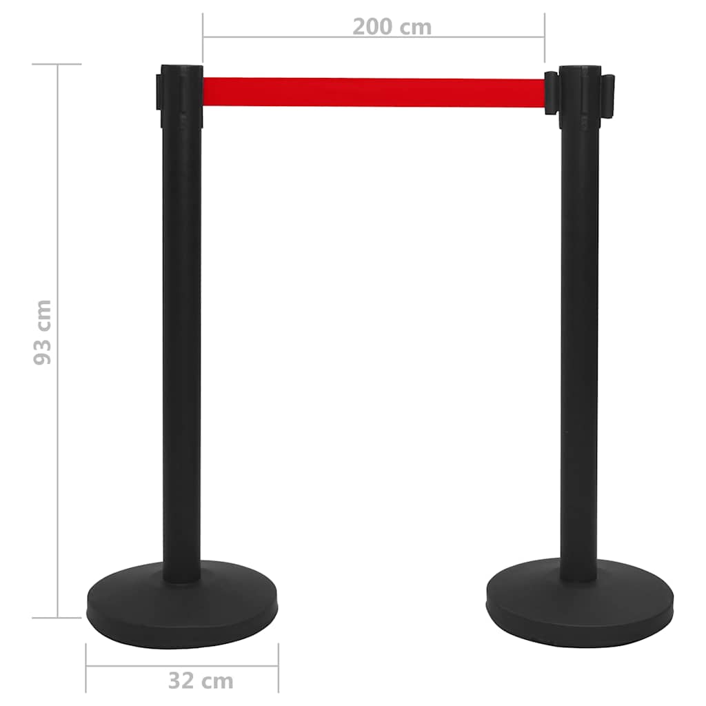 vidaXL Stanchion with Belt Airport Barrier Steel Black 5