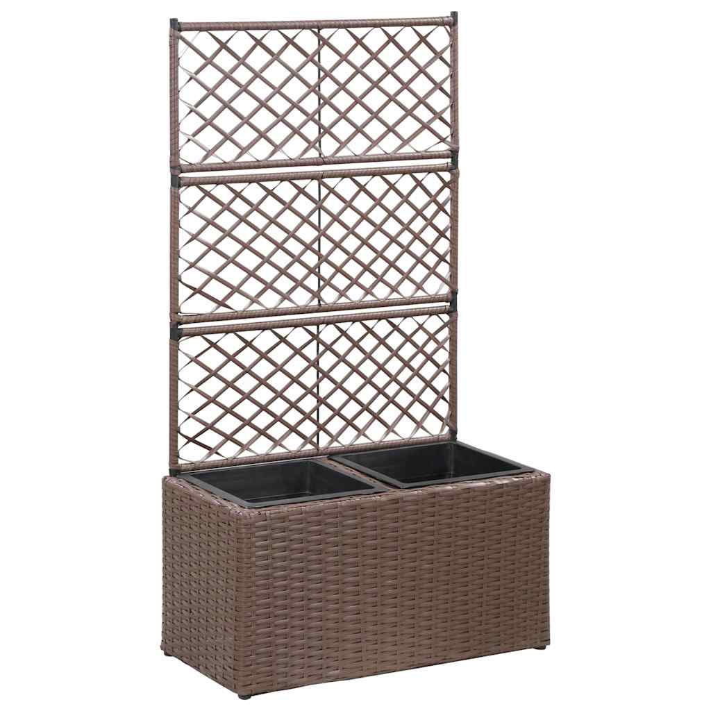 vidaXL Raised Bed | Brown | Poly Rattan, Plastic | 58x30x107 cm | Planters 1