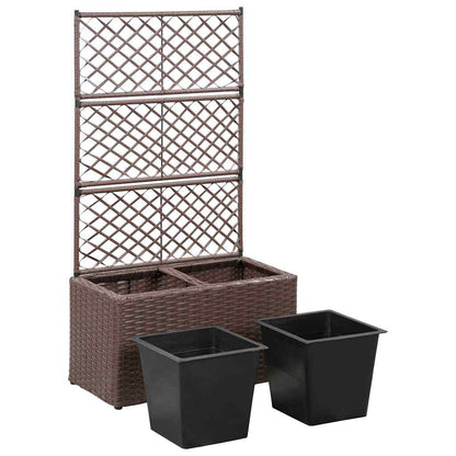 vidaXL Raised Bed | Brown | Poly Rattan, Plastic | 58x30x107 cm | Planters 4