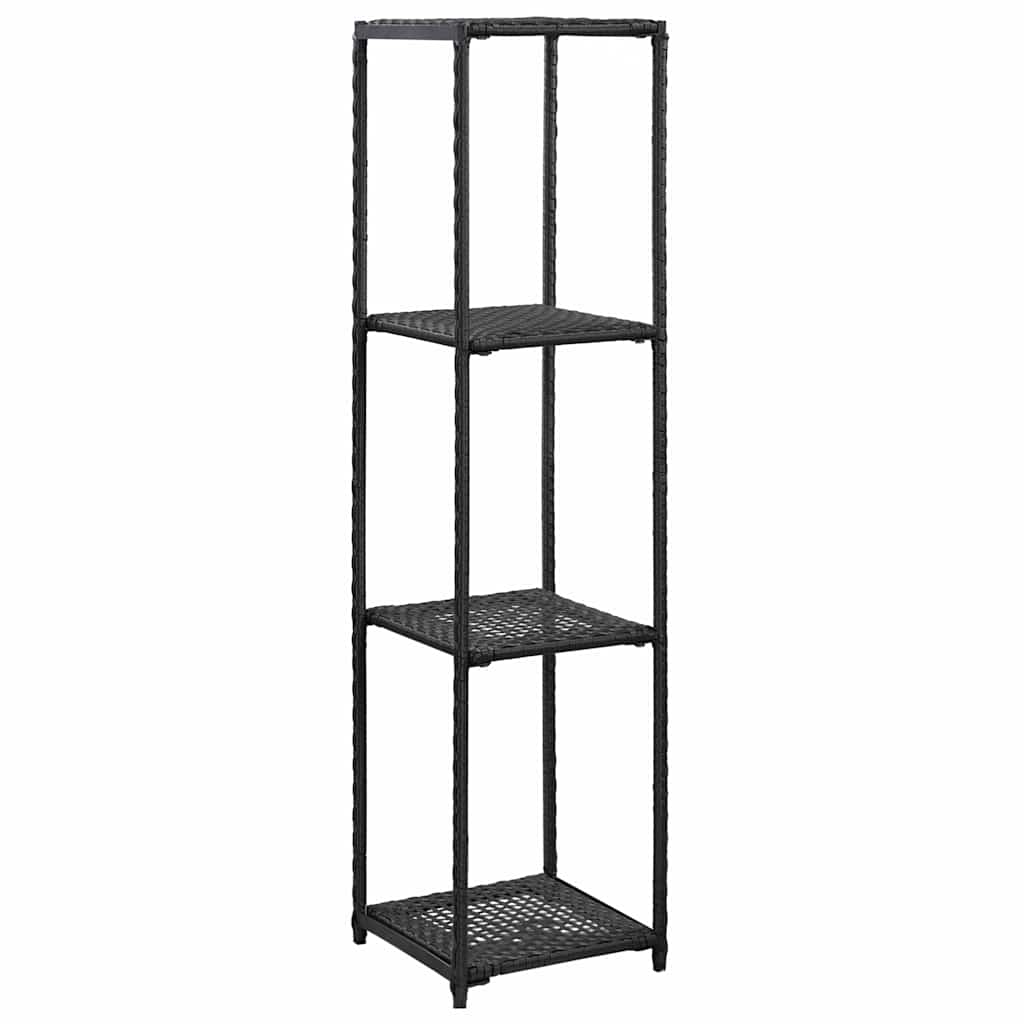 vidaXL Storage Shelf | Black | Poly Rattan | 30x30x120 cm | Storage Shelf 1