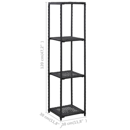 vidaXL Storage Shelf | Black | Poly Rattan | 30x30x120 cm | Storage Shelf 5