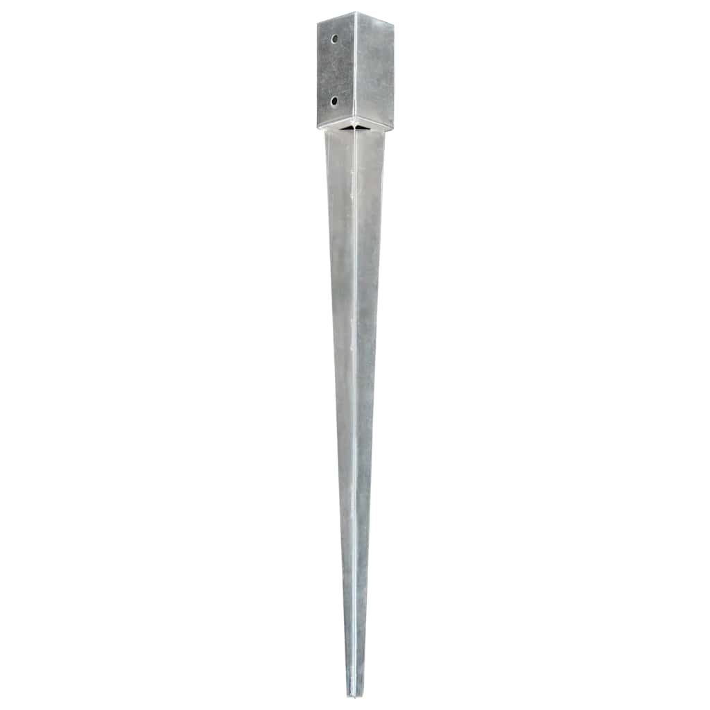 vidaXL Ground Spikes 6 pcs Silver 7x7x90 cm Galvanised Steel 2