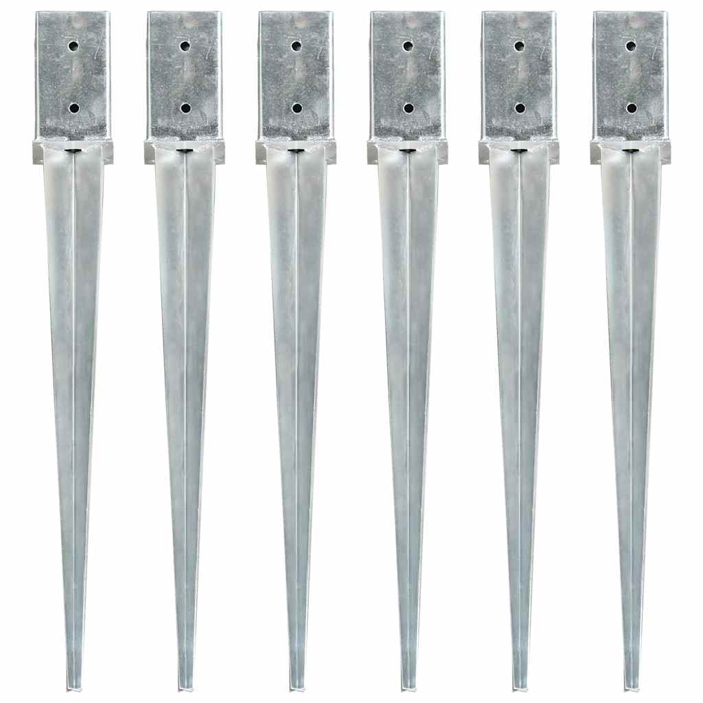 vidaXL Ground Spikes Silver Galvanised Steel 6 pcs