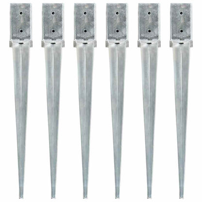 vidaXL Ground Spikes Silver Galvanised Steel 6 pcs