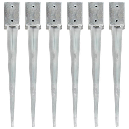 vidaXL Ground Spikes 6 pcs Silver 9x9x75 cm Galvanised Steel 1