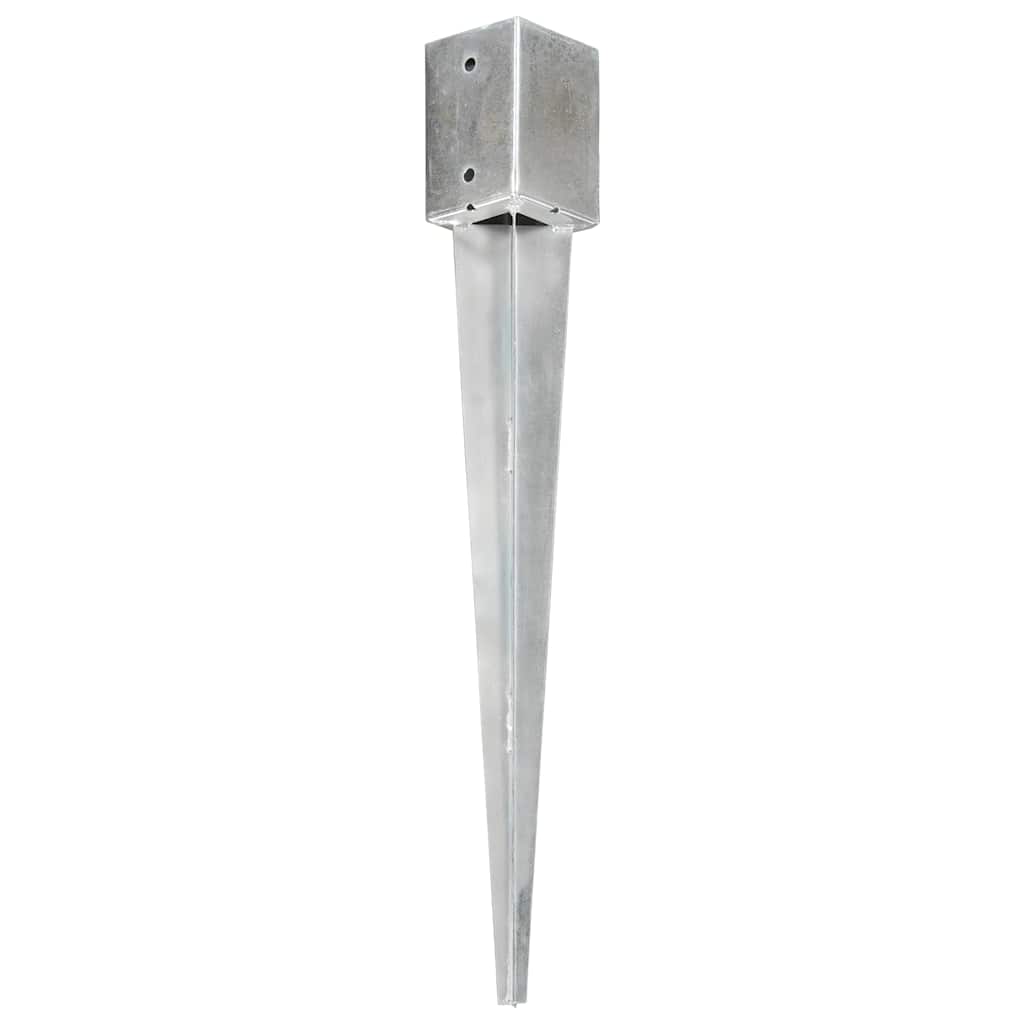 vidaXL Ground Spikes 6 pcs Silver 9x9x75 cm Galvanised Steel 2