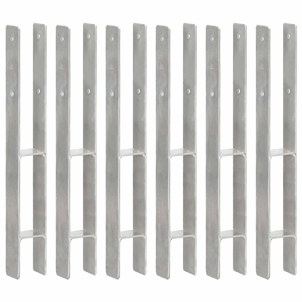 vidaXL Fence Anchors 6 pcs Silver 7x6x60 cm Galvanised Steel 1