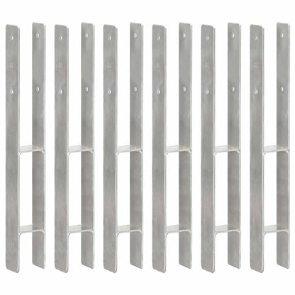 vidaXL Fence Anchors 6 pcs Silver 7x6x60 cm Galvanised Steel 1