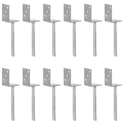 vidaXL Fence Anchors 12 pcs Silver 8x6x30 cm Galvanised Steel 1