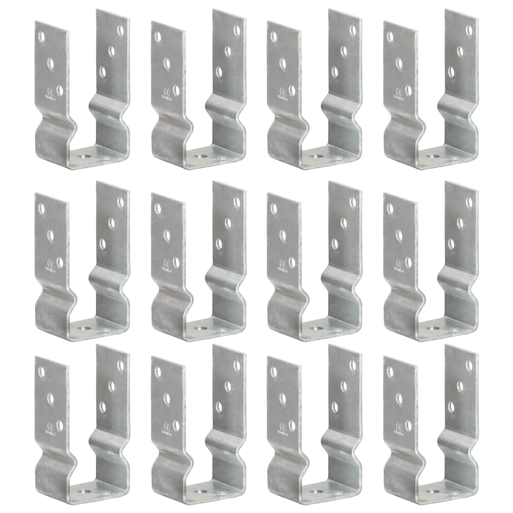vidaXL Fence Anchors 12 pcs Silver 7x6x15 cm Galvanised Steel 1