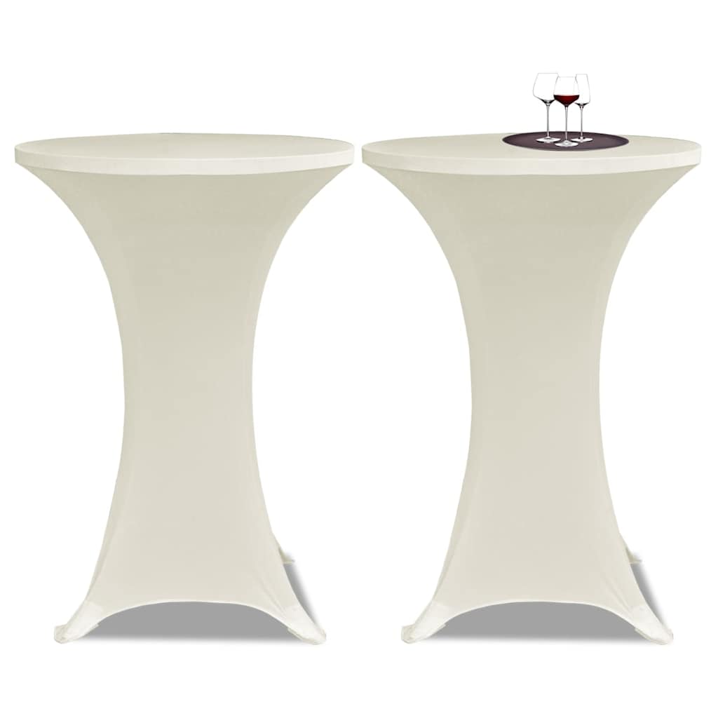 vidaXL Table Cover | Set of 4 | Cream | Polyester: 90%, Elastane: 10% | Ø80 cm 2