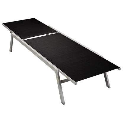 vidaXL Sun Lounger Steel and Textilene Black 1