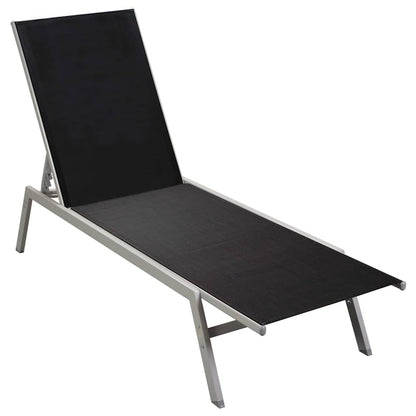 vidaXL Sun Lounger Steel and Textilene Black 3