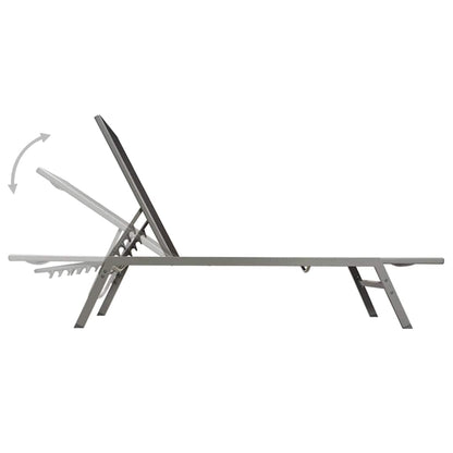 vidaXL Sun Lounger Steel and Textilene Black 5