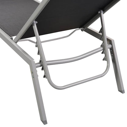 vidaXL Sun Lounger Steel and Textilene Black 6