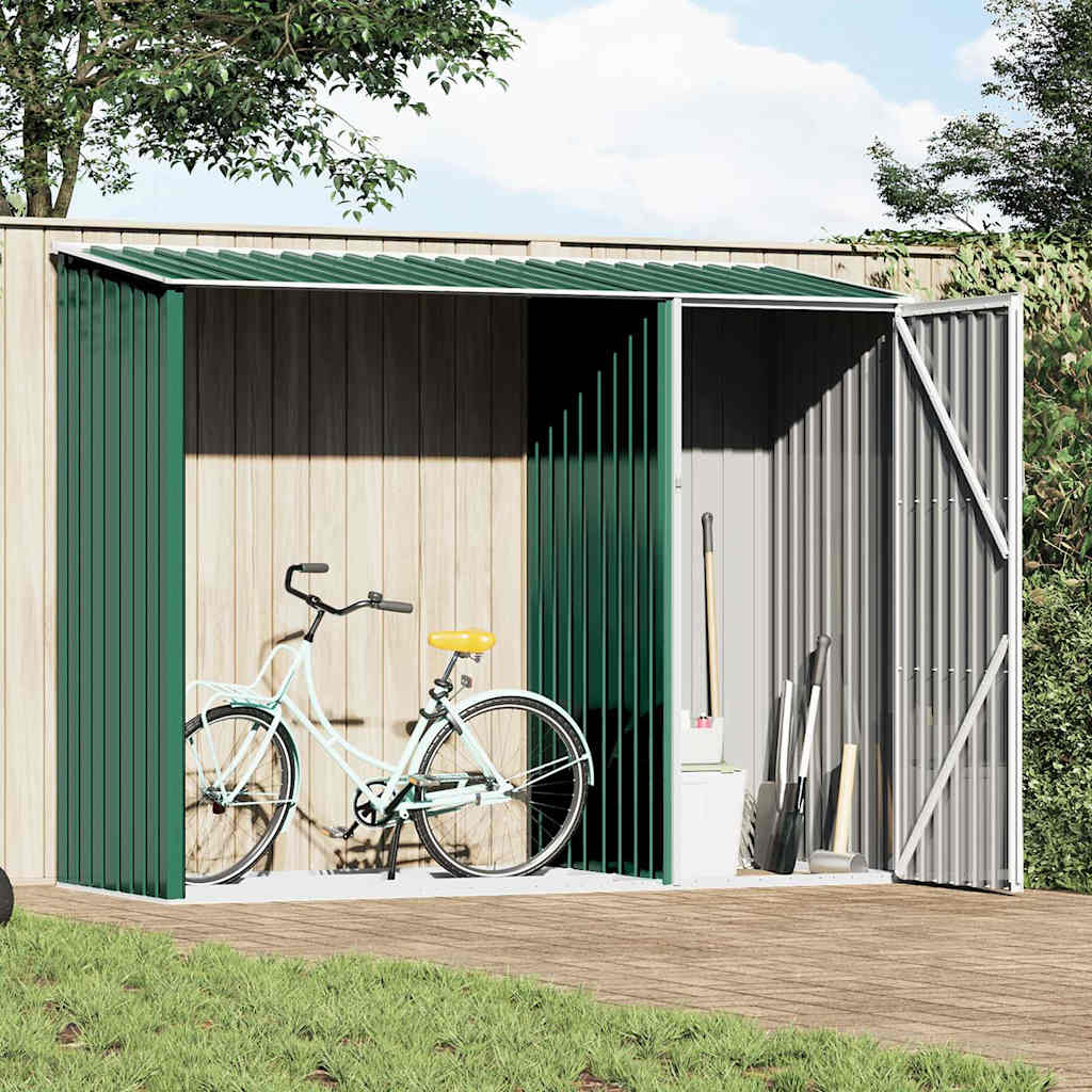 Garden Firewood Shed 245x98x159 cm Galvanised Steel Green