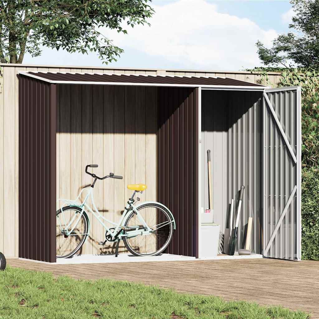 Garden Firewood Shed 245x98x159 cm Galvanised Steel Brown