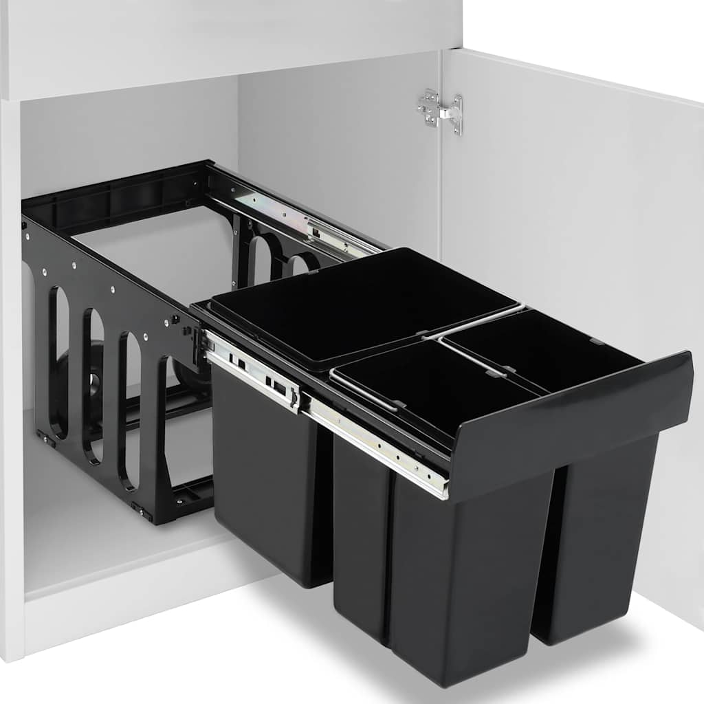 vidaXL Kitchen Cupboard Pull-out Dustbin Soft-Close 48 L 1