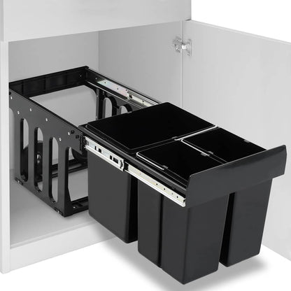 vidaXL Kitchen Cupboard Pull-out Dustbin Soft-Close 48 L 1