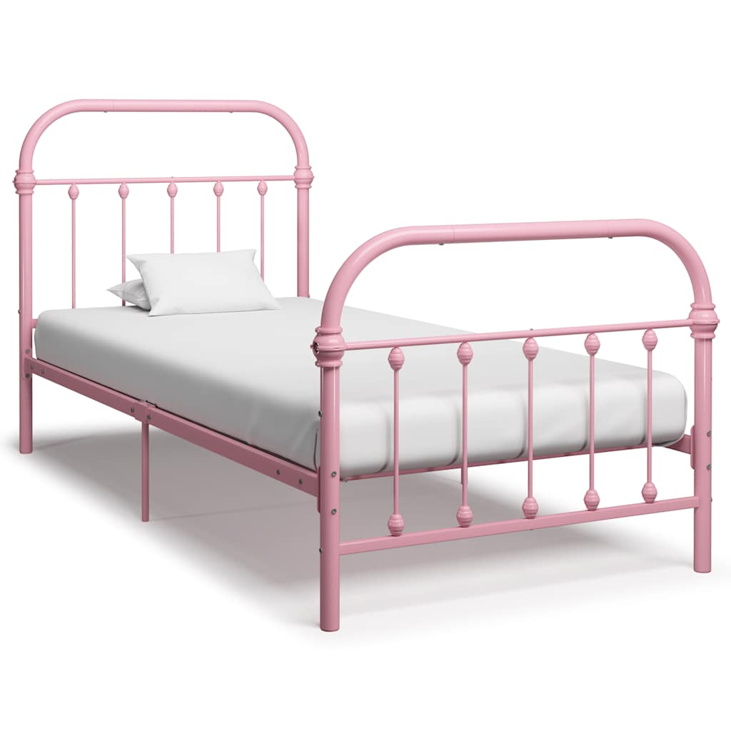 Bed Frame without Mattress Metal Pink 90 x 200 cm