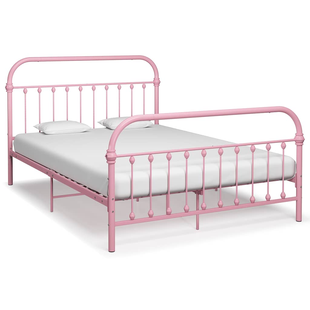 Bed Frame without Mattress Metal Pink 120 x 200 cm