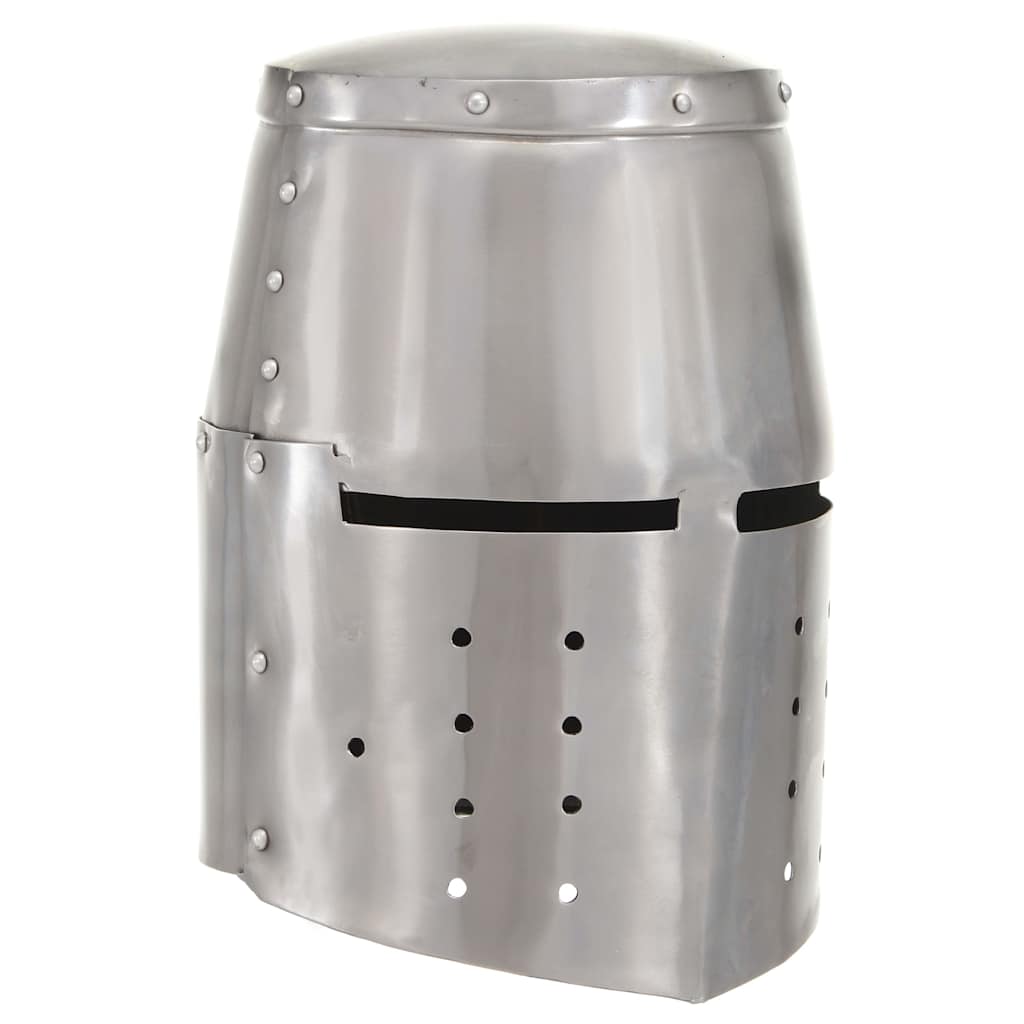 vidaXL Medieval Knight Helmet Antique Replica LARP Silver Steel 1